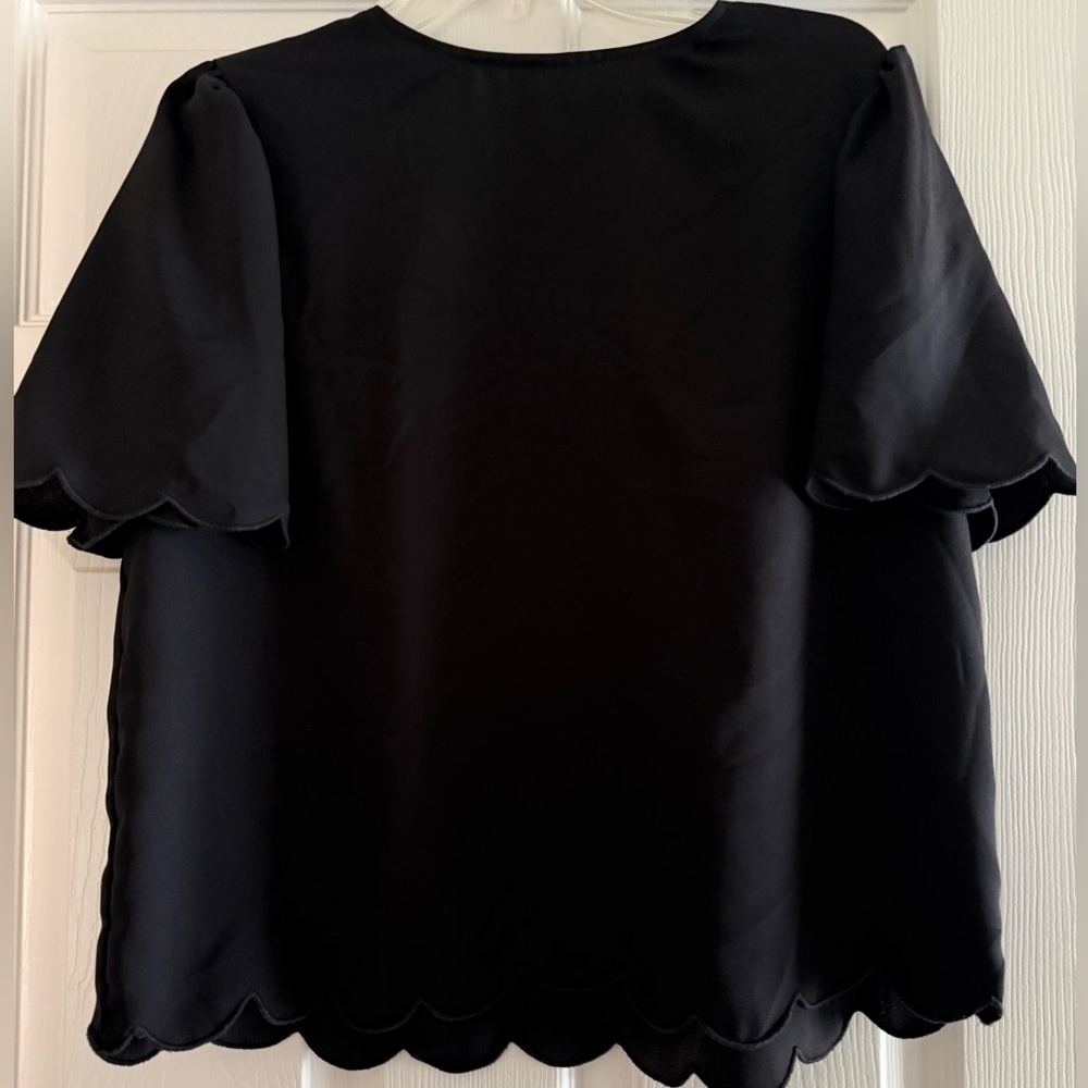 Express Black Scalloped Blouse